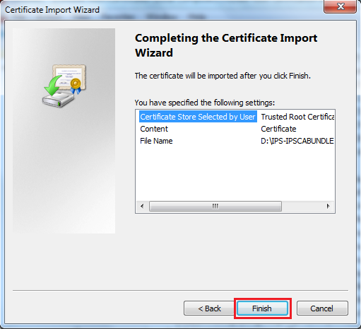 Updated Certificate Import Wizard