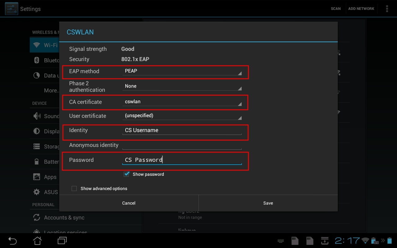 Android Settings