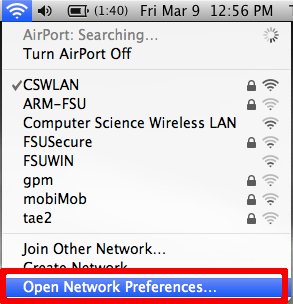 Open network preferences